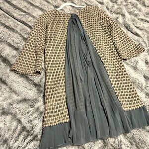 Anthropologie A'reve Grey And Tan Pleated Sweater Tunic Dress Size M